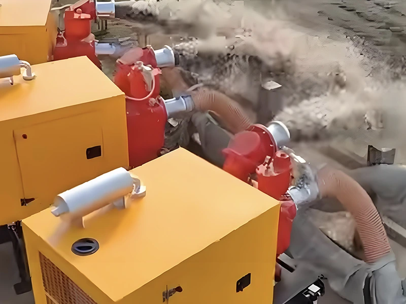 Produk Nyegah Banjir Jianghe Ngaronjatkeun Pompa Cai Didorong Mesin Diesel Pikeun Ngaronjatkeun Kamampuh Drainase Banjir